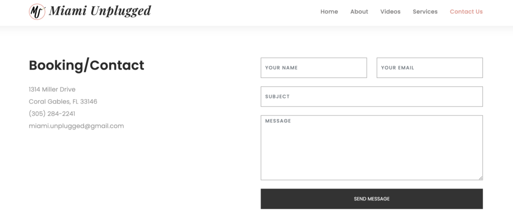 booking form screenshot